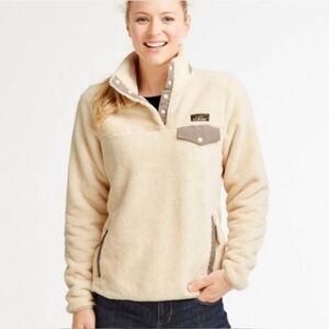 L.L. Bean Cream and Tan Women's Sweater